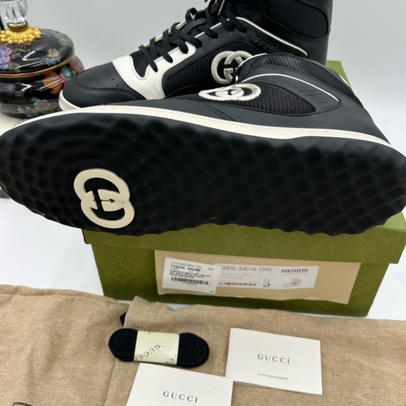 Men’s Gucci Mac 80 high top leather sneakers size 13 made in Italy - Picture 10 of 11